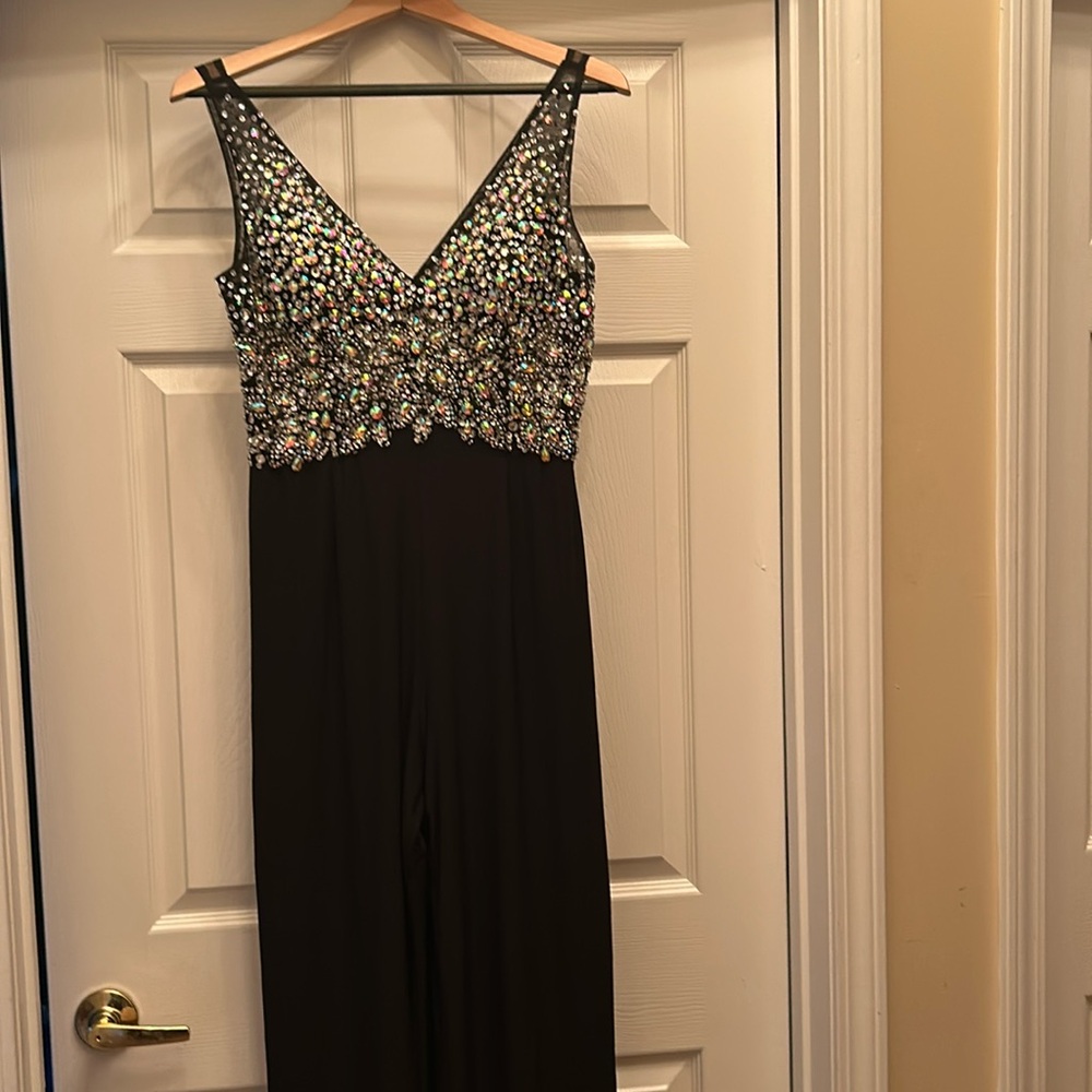 Bebe Black Jeweled Jumpsuit